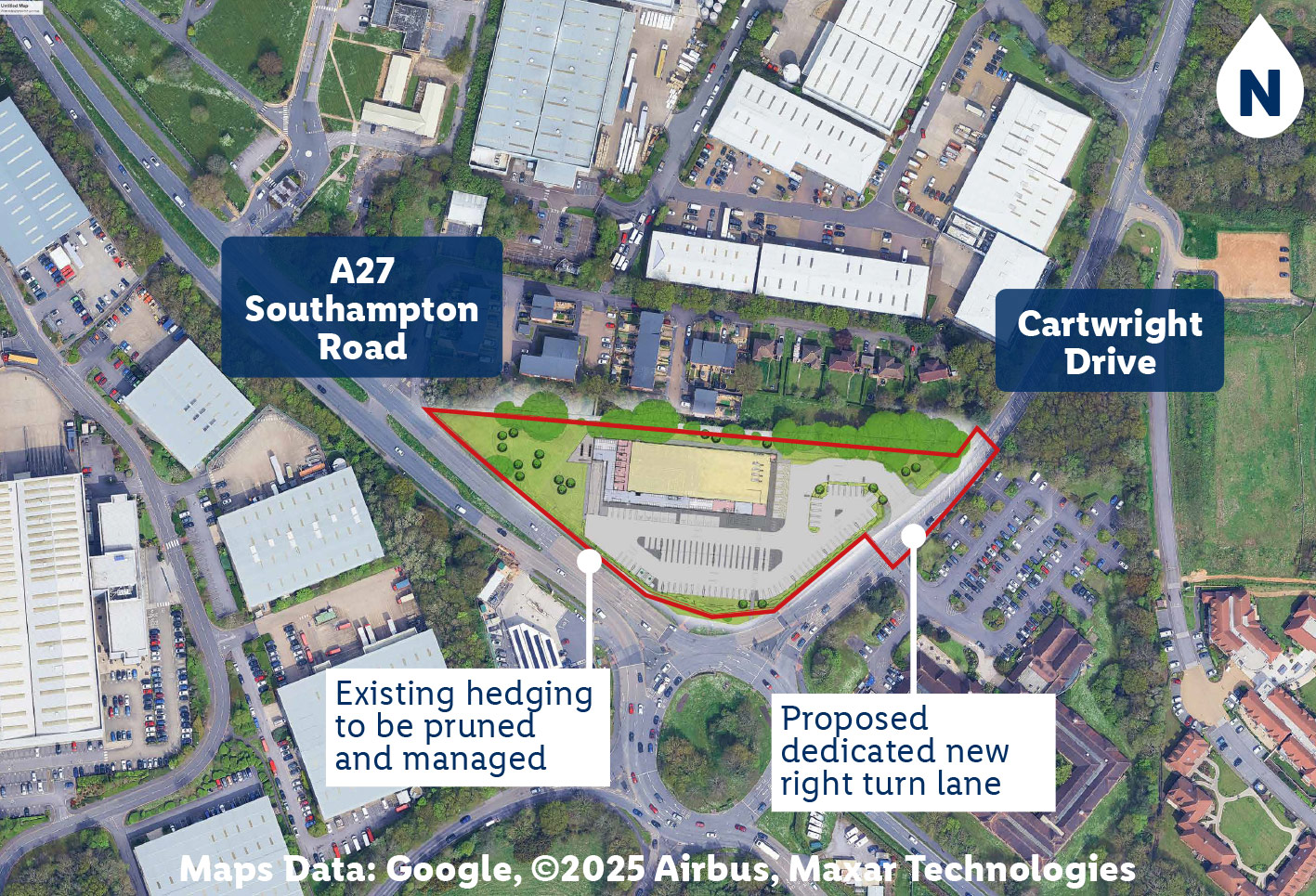 aerial photograph of the proposed site